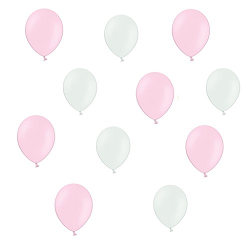 50 x Luftballons je 25 Pink / Rosa Metallic und Weiß Metallic - ca. Ø 28cm - 50 Stück - Ballons als Deko, Party, Fest - Farbe Weiß & Pink - Helium geeignet - twist4®