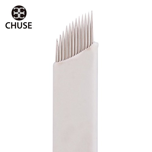 Chuse S12 50pcs Permanent Makeup Manual Eyebrow Tattoo Needle Microblading 12 Sloped Needles