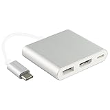 Mondpalast @ 3 in 1 Tipo C Adattatore Multiporta USB 3.1 Hub Tipo-C a HDMI / USB 3.0 / Type C USB-C Cavo Adattatore Convertitore del Caricatore per Monitor Projector HDTV Chromebook Pixel Nokia N1 nuovo Macbook Microsoft Lumia 950 950XL o altro USB3.1 Tipo-C USB-C dispositivi