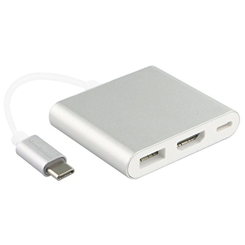 Mondpalast @ USB 3.1 Typ C 3in1 Adapter Hub USB-C auf HDMI / USB 3.0 / Typ-C weiblich Ladegerät Konverter Kabel für USB C Type C Geräte neuen MacBook Google Chromebook Pixel Nokia N1 Tablet HDTV Monitor Projektor usw