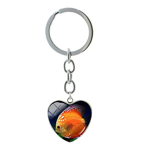 Preisvergleich Produktbild keyjiang Schlüsselbund Goldfisch für Tasche Autoschlüsselanhänger Zubehör Herz Anhänger Schmuck E