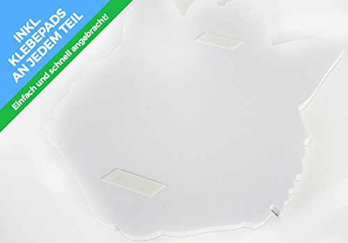 Wanddekoration in 3D für das Kinderzimmer – *** NEUHEIT*** 4er-Set mit 3D-Effekt -Süße schwarz-weiße Indianer Tierköpfe in TOP Qualität auf 10mm starken Platten – MADE IN GERMANY - 5