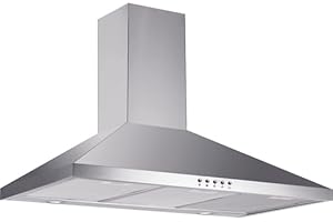 Hotte decorative murale Glem GHP945IX - Hotte aspirante Pyramide - largeur 90 cm - Débit d'air maximum (en m3/h) : 510 - Niveau sonore Décibel mini. / maxi. (en dBA) : 62 / 67