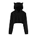 Produktbild Damen Shirts Tees Tops Oberteile Oversize Pullover Sweatshirts Pulli Hoodie Elegant Hemden Langarm Blusen Tuniken, Katzenohr mit KapuzeM,Schwarz