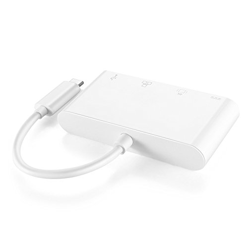 TNP USB C zu HDMI + USB 3.0 Typ A + Gigabit Ethernet + USB Typ C Power Lieferung Ladegerät Port Hub Adapter – usb-c zu SuperSpeed USB, RJ45 LAN Netzwerk Karte, 4 K 1080p Video Audio Konverter Wandler Kabel Draht - 3