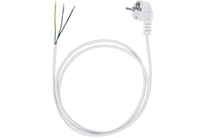JONEX Anschlussleitung Zuleitung Stecker Netzkabel Stromkabel 3-polig 3 x 1,5mm2 (5.0 Meter, Weiss)