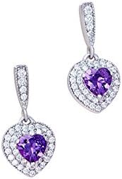 Lanfan S925 pure silver plating three layers of platinum aaa swarovski transparent zircon + purple/pink zircon (Purple)
