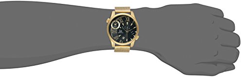 Joshua & Sons Men's JX112YGB Yellow Gold Dual Time Zone Quartz Watch with Black Dial and Yellow Gold Mesh Bracelet