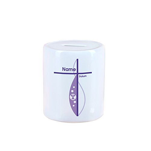 geschenke-online Spardose für Mädchen zur Taufe / Kommunion / Konfirmation mit Namen und Datum