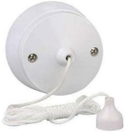 White Plastic 6 Amp 2 Way Ceiling Bathroom Pull Cord Switch Light On Off