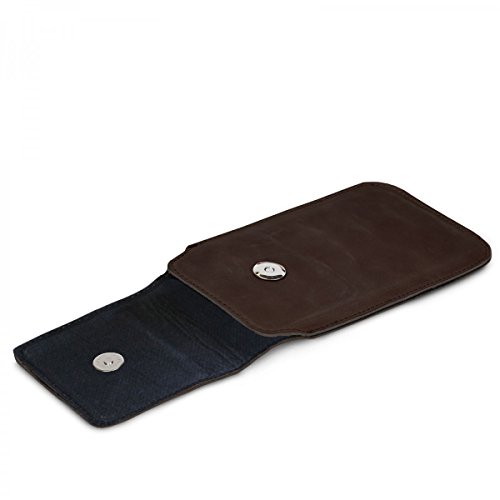 ROYALZ Gürteltasche für Samsung Galaxy A5 Ledertasche (für Galaxy A5 2015, A5 2016 und A5 2017) Schutztasche mit Gürtelclip Rausziehhilfe Hülle Holster Tasche Gürtel Leder dunkel braun - 2