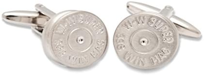 Sologemelos - Caliber W-W SUPER 338 WIN MAG Cufflinks - Rhodium Plated - Anti-Tarnish - Magnetic Cufflink Gift Box
