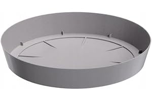 B2C Round Plastic Water Plant Pot Saucer Trays Grey White Anthracite Weather-Resistant 8 sizes 10-38cm (Grey, 38cm ⌀)