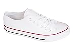 Material de la Suela: Goma Zapatillas Canvas de Lona Unisex Mujer Hombre Estilo Casual y Deportivo, Color Blanco T.43