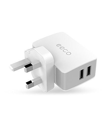 eeco Main Chargers USB 24W 2 Port Charging Fast Travel Adapter for iPhone 7/8/X/6 plus, iPad Air, Samsung Gala