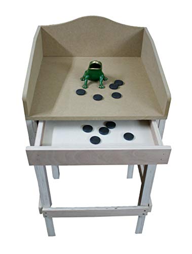 CADENAS ® - Juego de la Rana "Básico", de Hierro Fundido, con Mesa de Madera: 1 Rana y 10 fichas.