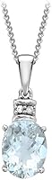Carissima Gold - Collier - Femme - Or blanc (9 cts) 1.4 Gr - Aigue Marine - Diamant