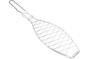 Homespired® BBQ Grilling Fish Basket Portable Stainless Steel Barbecue Grill Basket Turner Tool Perfect for Whole Fish or Fillet - 58.5 x 13.5 cm (4)
