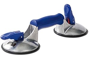 BOHLE Kipphebelsauger VERIBOR blue line Saugheber mit integrierter Vakuumanzeige, 2-Kopf-Längsgriff, für leicht gewölbte oder strukturierte Oberflächen