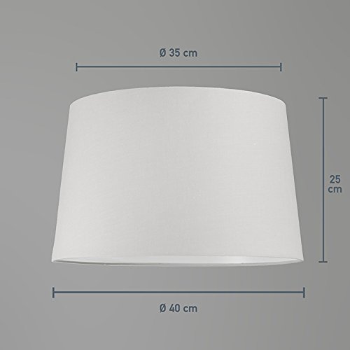 QAZQA Klassisch / Antik / Landhaus / Vintage / Rustikal / Modern / Polyester Lampenschirm 40cm rund SU E27 weiß , Rund konisch Schirm Pendelleuchte - 4
