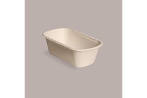 Lucgel Vaschette Termiche Monogusto Pulp con Coperchio, 750 gr, 23x13,5x6,5 cm, Polpa di Cellulosa e PLA, Confezione da 50 Pezzi