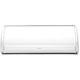 Brabantia 173325 - Panera de acero inoxidable con tapa frontal deslizante, color blanco
