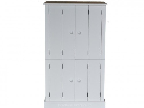 Solid Wood Computer Cupboard, White Painted Tri-Folding PC Workstation, Hideaway, Hidden Home Office Cabinet, Bureau. No flat packs, No assembly (WSTF5-P)