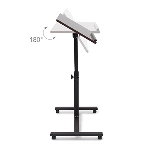 Relaxdays Laptoptisch höhenverstellbar HBT 95 x 60 x 40 cm Notebook Ständer auch für Linkshänder Sofatisch Beistelltisch mit Rollen und Ablage für Maus mit 2 Stopp-Leisten, Ebenholz, schwarz - 6
