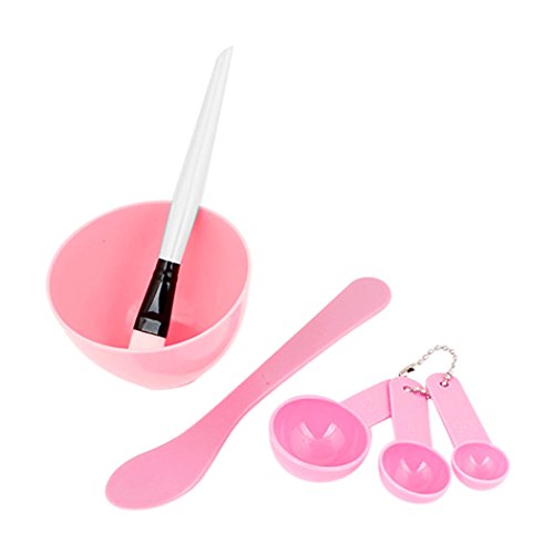 Sourcingmap Women Face Skin Care Mask Mixing Bowl Stick Brush Tool, Pink - 6 in 1