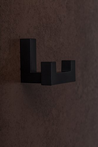 GedoTec® Kleiderhaken-Set eckig Garderoben-Haken schwarz beschichtet – Modell TETRIS | Einzelhaken + Doppelhaken im Set | Wand-Haken unsichtbar verschraubt | Markenqualität für Ihren Wohnbereich - 4
