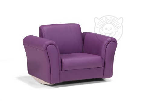 PURPLE LAZYBONES PU LEATHER ROCKING Chair Armchair Kids Childrens with FREE Footstool (BICAST LEATHER)