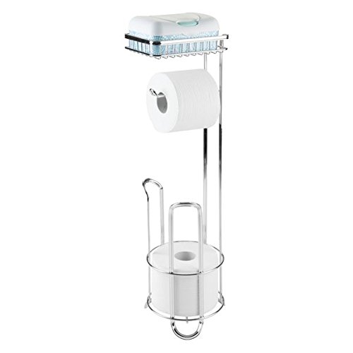 InterDesign 79260EU York Lyra Freistehender Toilettenpapier-Halter mit Regal fürs Bad – Chrom, Steel, Chrome, 16,7 x 19,1 x 61,2 cm - 3