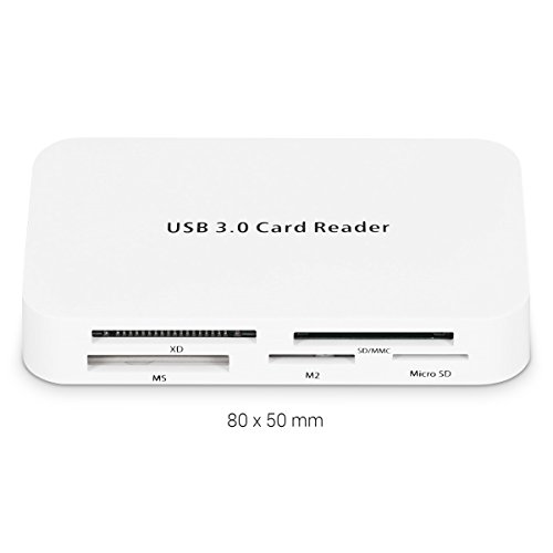 kwmobile USB Kartenleser All in One, Card Reader mit USB 3.0 zum Lesen von SD, MMC, Compact Flash und weiteren. Kartenlesegerät in Weiß - 4