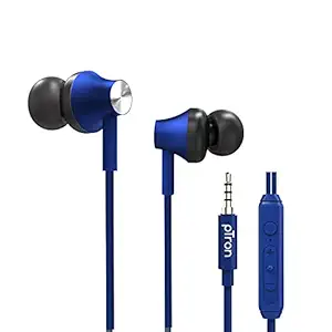 pTron Pride Evo HBE (High Bass Earphones) in-Ear Wired Headphones with in-line Mic, 10mm Powerful Driver for Hi-Fi Audio, Noise Cancelling Headset with 1.2m Tangle-Free Cable & 3.5mm Aux - (Blue)