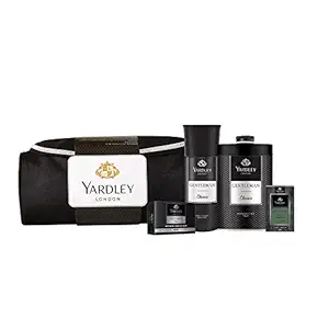 Yardley London Gentleman Range Gift Kit with Free Pouch, 320g + 168ml (Pack includes Compact Perfume, Deo, Soap, Talc)