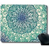 Gaming Rubber Mauspad,Kreative Anti-Rutsch Maus Pad,Pershoo Elegant Schön Retro Cool Cute Funny Blau Grün Blume Drucken Entwurf Große Größe Weich Gemütlich Mouse Mat für Laptop Desktop Mousepad für Jungen und Mädchen-Blue Green Flower