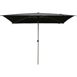 SORARA Parasol Jardin | Noir | 300 x 200 cm (3 x 2 m) | Rectangulaire Porto | Commande à Manivelle (Pied excl.)