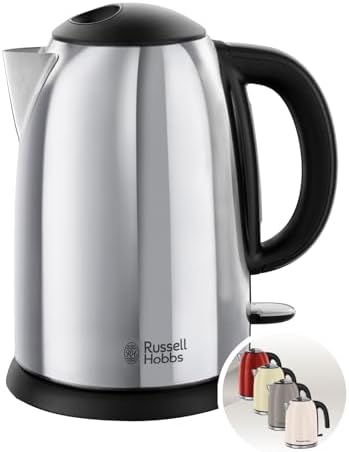 Russell Hobbs Bollitore Elettrico - 1,7 L, 2400 W - Acciaio Inox Lucido; Funzione di Ebollizione Rapida, Filtro Anticalcare Rimovibile, Beccuccio, Indicatore Livello di Riempimento, Victory 23930-70
