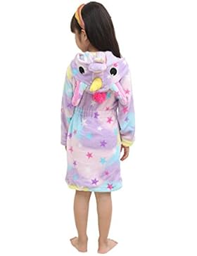 Mystery&Melody Kinder Einhorn Bademantel Flanell Mit Kapuze Süss Schlafanzug Cosplay Kostüme Tiere Ankleiden Unisex