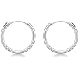 Halo's London © 9ct White Gold Plain 10mm - 20mm Hoop Sleeper Hoops/Sleepers/Earrings