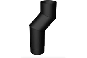 RHINO FLUES - 5 Inch (125mm) Offset Double Bend Stove Flue Pipes Matt Black for Multi-Fuel & Wood Burning Stove. Friction Fit - Robust Quality Construction of Heat Resistant enameled Steel.
