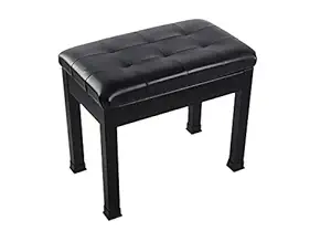 AURZART Iron frame & Iron Legs Piano Bench Stool with Large Storage for Sheet Music Black Solo Seat High Density Padded PU Leather Cushion - AZ-501