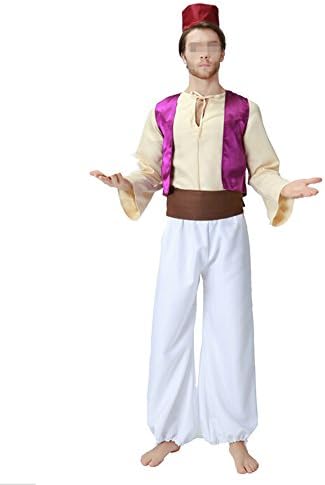 Mens Arab Costume Arabian Prince Costume Purple Satin Arabian Fancy Dress,M