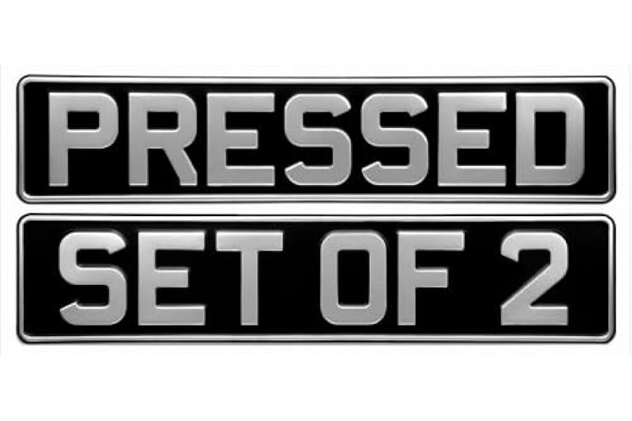 Generic Set of 2 Classic Metal Pressed Number Plates made in UK car shows Plates Made of Premium Quality Aluminium from Germany