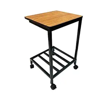 GOYAL office HOME Metal Inverter Trolly Stand Moving with Wheels for Home Office with Wooden TOP and Iron Frame for Double Inverter Battery