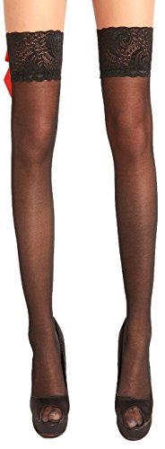 Preisvergleich Produktbild krautwear Damen Halterlose Schwarze Sheer Strümpfe Mit Roter Schleife