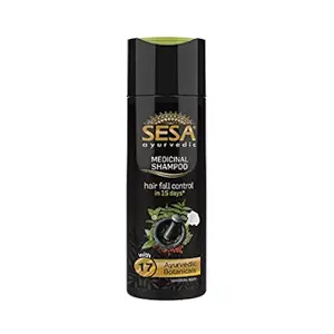 Sesa Ayurvedic Medicinal Shampoo for Hair Fall Control and Hair Growth | Bhringraj & 16 Rare Herbs | All Hair Types | Paraben Free | 200 ml (Pack of 1)