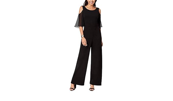 connected cold shoulder wide leg jumpsuit