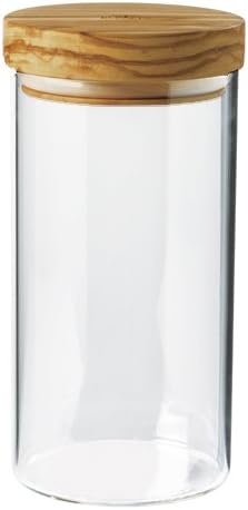 Berard Jar, Glass/Olive Wood, Transparent/Beige, 900 ml