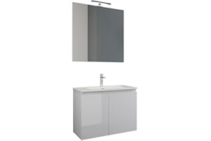 Mama Store ATENA2 60, Mobile 2 ante 60 cm, Bianco Lucido Laccato, L. 62 X P. 47 X H. 53 CM